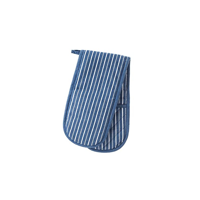 Eddingtons Smithfield Butcher's Stripe Double Oven Glove - Blue