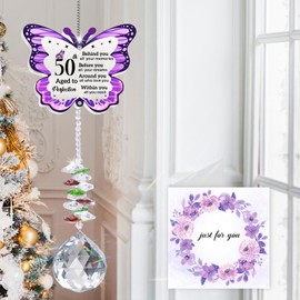 50th Birthday Gifts for Women, Butterfly Acrylic Crystal Suncatcher, 50th Birthday Decorations for Women, 50th Birthday Ideas, 1974 50th Happy Birthday Gifts for Mum, Sister, Wife, Friends