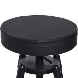 Tromlycs Round Bar Stool Seat Cushion with Elastic 14 inch for Barstool Pad Cushion Cover Black Faux Leather