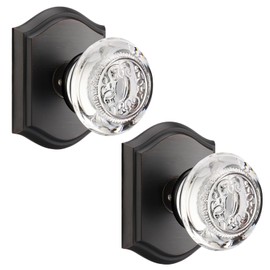 CLCTK 2 Pack Crystal Glass Dummy Door Knob, Bifold Closet Dummy Door Handles Non-Turning Single Side, Oil Rubbed Bronze