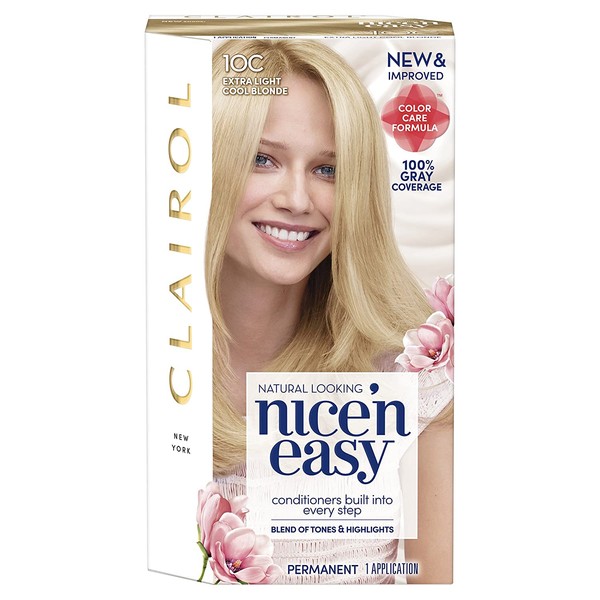 Clairol Nice'n Easy Permanent Hair Color, 10C Extra Light Cool Blonde, 1 Count