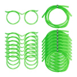 uxcell 8 Pcs Straw Glasses, Plastic Straw Eye Glasses, Round Novelty Drinking Eyeglasses Straws Reusable Straws for Fun Parties, Birthday, Green, 115/350/630mm