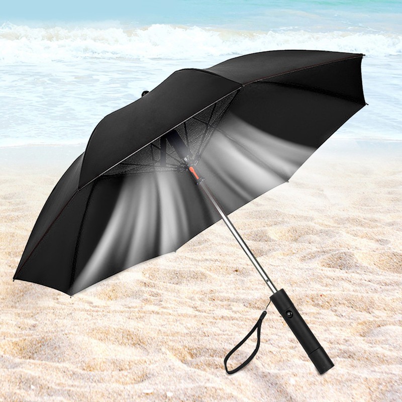Cooling Fan Umbrella UV Guard Sun Blocking 2600mAh USB Rechargeable