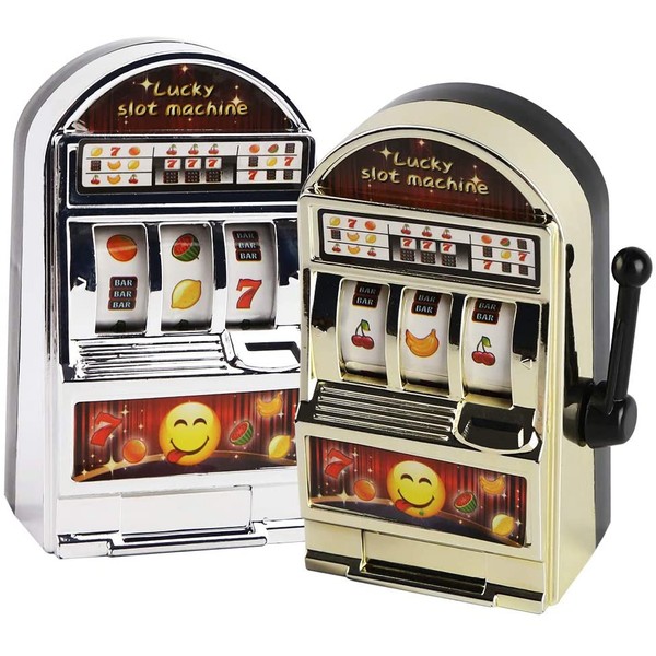BigOtters Slot Machine Toy, 2PCS Mini Casino Lucky Lottery Game Machine Bars and Sevens Slot Machine Bank with Spinning Reels Creative Gift