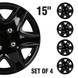 SCITOO(4-Pack) Stylish 15-Inch Black hubcaps, Compatible with Various Vehicles, Easy Installation, Durable & Beautiful