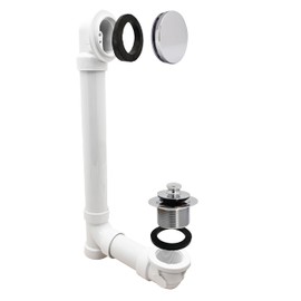 Westbrass 494244H-26 12" & 4" SCH. 40 PVC Waste and Overflow with Lift and Turn Bath Drain, Polished Chrome