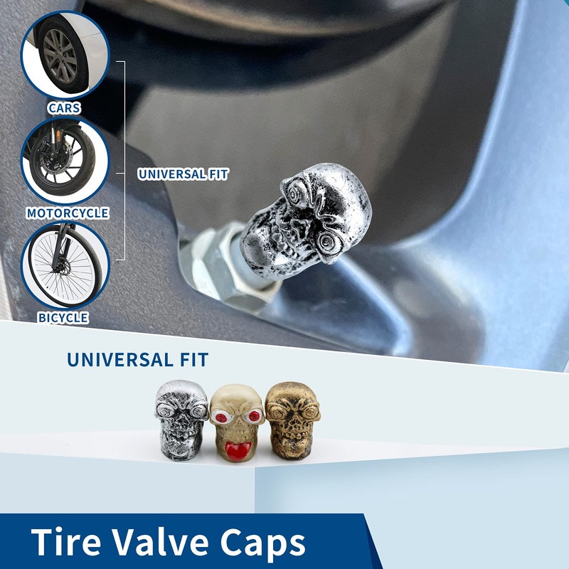 Bashineng Car Tire Valve Stem Caps 4pcs Skull Head Valve