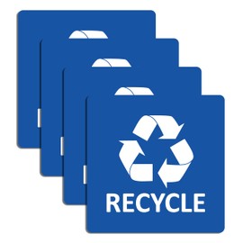 Sticky Expressions | Recycle Stickers for Trash Bins (4 Pack) – Strong Adhesive, Durable, Waterproof Recycling Stickers for Business & Home Use