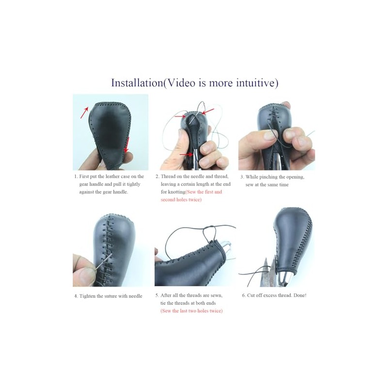 Genuine Leather Gear Shift Knob Cover Protector Hand Sewing for