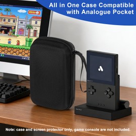Hard Carrying Case Compatible with Analogue Pocket Game Console 2 in 1 Accessories Bundle with 2 Soft Screen Protectors, Portable Storage Bag for Video Games Cards, and Other Accessories(Case Only)