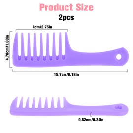 2 Stück Locken Kamm, Grobzinkiger Kamm Kamm Für Locken Kunststoff-Lockenkamm Friseur Kammtragbarer Entwirrungsbürste Für Lockiges Langes Und Nasses Haar Trockenes Glattes Dickes Haar (Rosa, Blau)