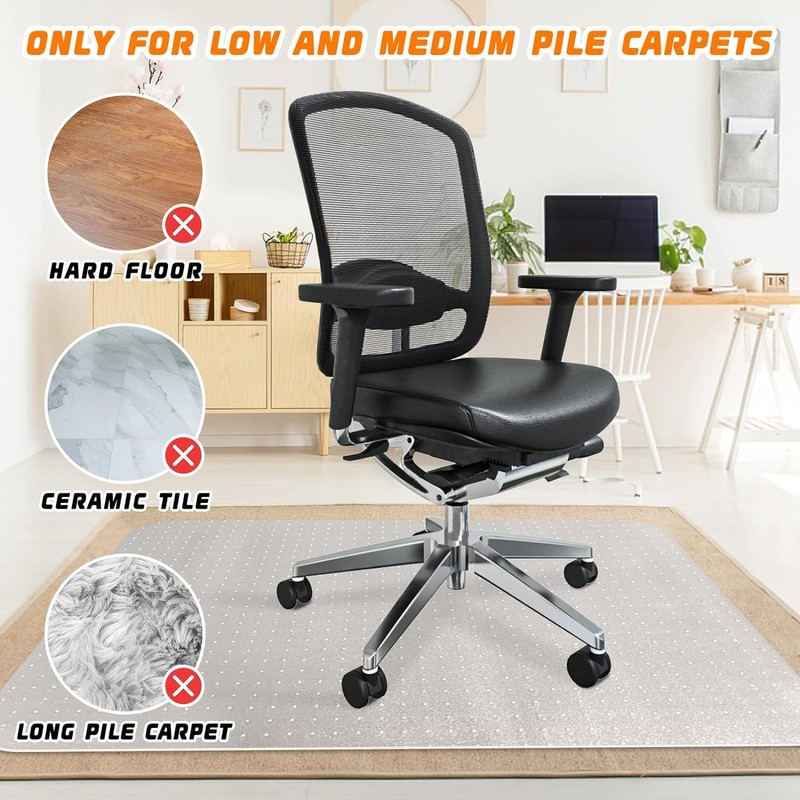 SHAREWIN Chair Mat for Carpeted Floor,48''×36'' PVC Carpet Protector for