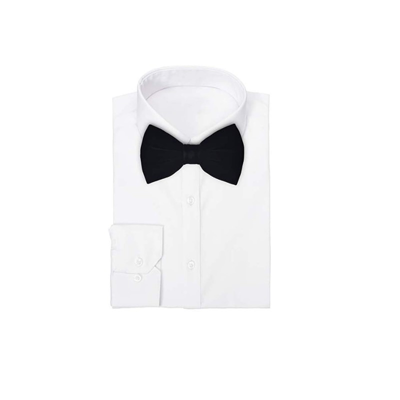 Solid Velvet Pre-Tied Bow Tie & Hanky Set (Black)