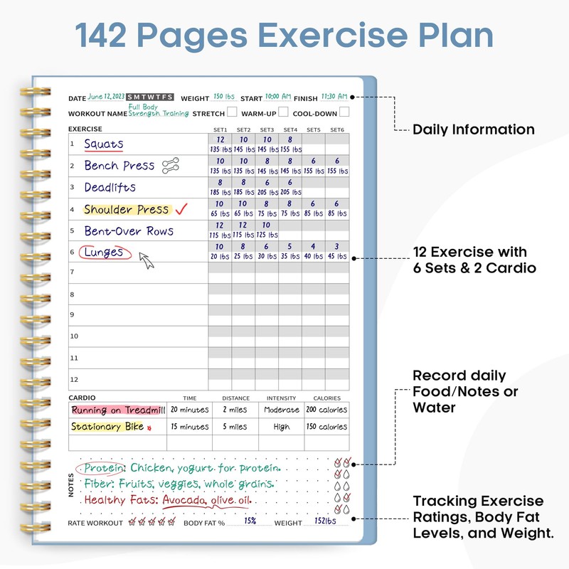 Fitness Workout Journal for Women & Men, A5(5.5" x 8.2")