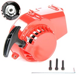 SUNQIAO Pocket Bike Pull Starter, Alloy Aluminum Recoil Starter for 47 49cc 2 Stroke Mini ATV Dirt Bike (Red)