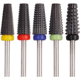 Bestgle 5 Pcs Ceramic Nail Drill Bit Set 3/32 Inch Nail Drill Bits XC C M F XF XF Nail Drill Bits Tools for Manicure Pedicure Home Professional Gel Acrylic Cuticle Remover