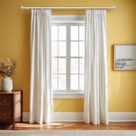 White Curtain Rods for Windows 28 to 48 Inches Adjustable Length Heavy Duty 7/8" Diameter Window Curtain Rod with Decorative Finials for Outdoor Farmhouse Bedroom Kitchen Living Room