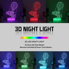 Hoofun Battle Bus Night Light: Lamps with 3D Stereo Vision and Remote Control, Desk Light for Battleroyal Players Modelling, Night Light for Boys Girls Birthday Christmas Festival Gifts