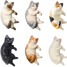 Cat Fridge Magnets, 6 Lying Cat Fridge Magnets, Mini Kawaii Decorative Magnets for Kitchen with Strong Magnets, Fun/Cute Kitten Fridge Magnets