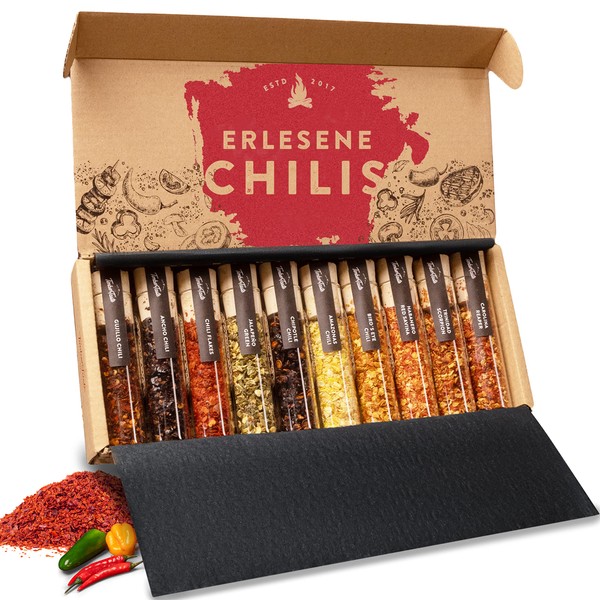 TIMBER TASTE® Hot Chili Spices Gift Set for Men and Women [Up to 1,200,000 SCOVILLE] | Set of 10 with Full Sharpness Spectrum | Chilli Gift Set Christmas for Dad & Mum