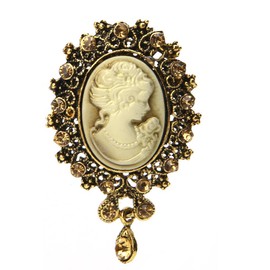 Xuniu Fashion Vintage Cameo Victorian Style Pendant Brooch Pin for Party Wedding, Metal, Cameo