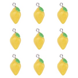 Fashewelry 10 Pieces Resin Lemon Charms Pendants Small Cartoon Key Chain Pendants for Faulty Bracelets DIY Jewelry Making Crafts 20x12mm Resin Resin, Resin, Resin
