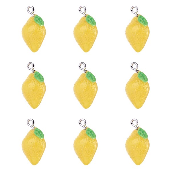 Fashewelry 10 Pieces Resin Lemon Charms Pendants Small Cartoon Key
