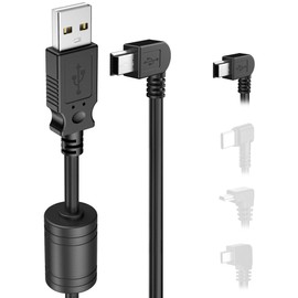 Gonifeto Dash Cam Charger Cable,(3Ft 18AWG)Thicker Shielded Mini USB Charging Cable for Garmin Nuvi,Drivesmart 65,Zumo XT,90 Degree GPS Dashcam Replacement Power Cord,Mirror Camera Power Adapter Wire