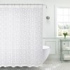 Decorative Sheer Fabric Shower Curtain for Bathroom: White Embroidered Botanical