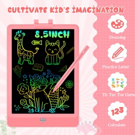 Decute Kids Toys LCD Writing Tablet with Stylus, 8.5in Erasable Toddlers Doodle Board, Reusable Drawing Pad for Kids, Educational Christmas Birthday Gift for 3 4 5 6 7 8 Girls Boys Toddler Pink