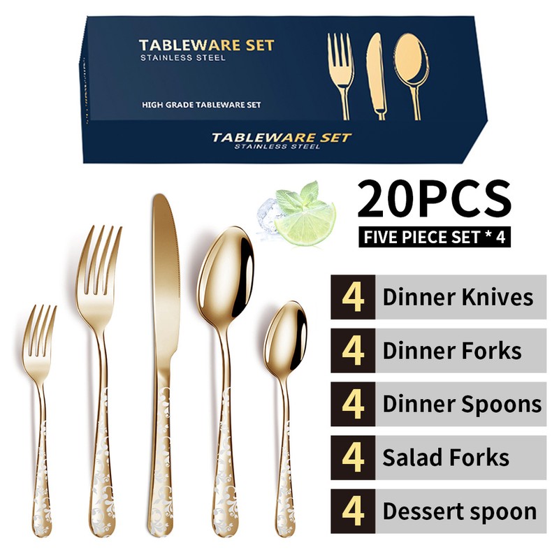 20PCS Stainless Steel Silverware Set Mirror-Polished Cutlery Flatware Set 4
