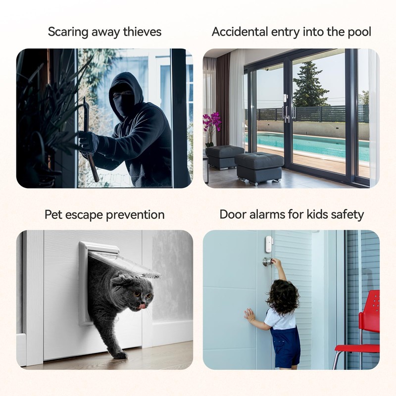 TECKNET Door Alarm Sensor 4 Packs With Remote Control, Window