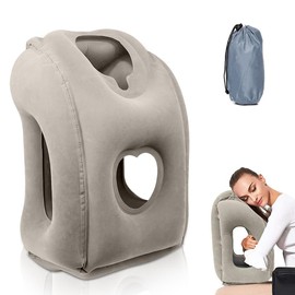 Riisoyu Inflatable Neck Pillow Aeroplane Travel Inflatable Travel Pillow Portable Travel Pillow Foldable Portable Comfortable Travel Pillow Supports Head and Chin for Trains, Cars, Office, Home,