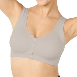 TOYVTOO Wireless Support Bras for Women Front Closure Lift No Underwire Comfortable Seamless Grey