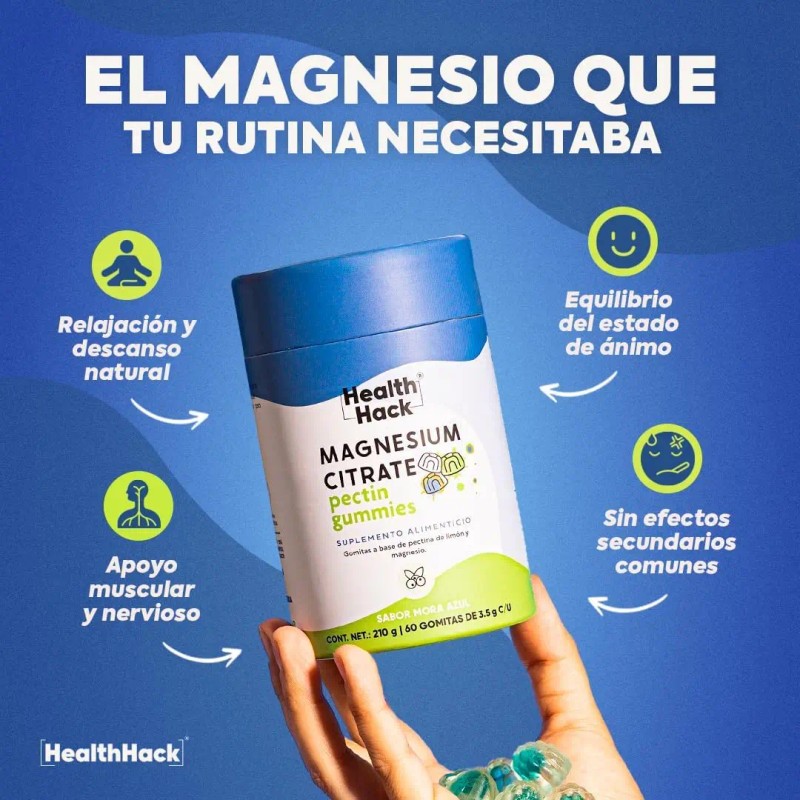 Health Hack Citrato Magnesio Gomitas 400 Elemental Como Por Porción