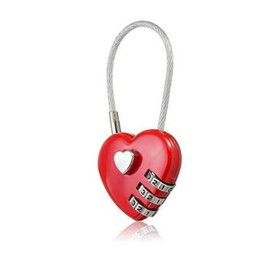 Mini Love Heart Lock,Red Heart Padlock, Mini Code Lock,Padlocks and Hasps,Bags/Suitcase/Lockers/Backpacks/Jewelry Boxes Wire Rope 3-Digit Code Combination Padlock for Travel