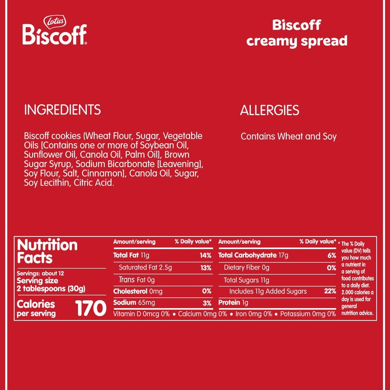 Lotus Biscoff, Cookie Butter Spread, Creamy, non GMO + Vegan,