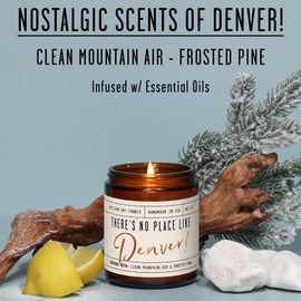 Denver Gifts, Denver Decor for Home - 'There's No Place Like Denver Candle, w/Mountain Air & Forest Pine I Denver Souvenirs I 9oz Jar, 50Hr Burn, Made in USA
