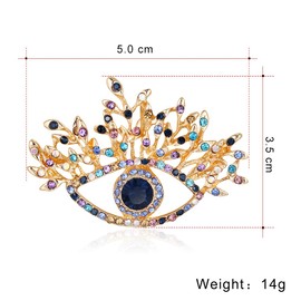 Crystal Evil Eye Brooch Pins Gold Plated Cubic Zirconia Rhinestone Wedding Bouquet Kit Lapel Pin Brooches for Women Girls Clothing Bags Hat Accessory Necktie Xmas