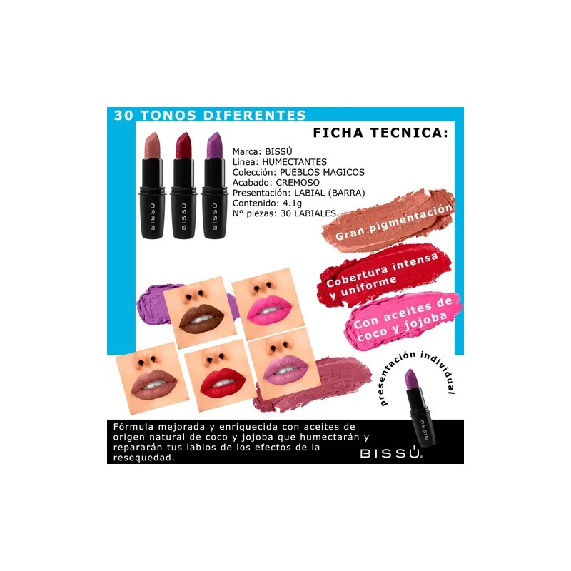 Kit Pack 30 Labiales Bissu Humectantes Completos Set