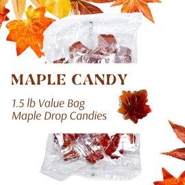 Real Maple Syrup Leaf Drop Candy -Maple Drop Hard Candy- 1.5lb Bag Maple Syrup Candies - Maple Sugar Candy- Maple Syrup Candy- Maple Leaf Candy -Maple Hard Candy- Maple Candy From Vermont - Pure Maple Flavor Candy