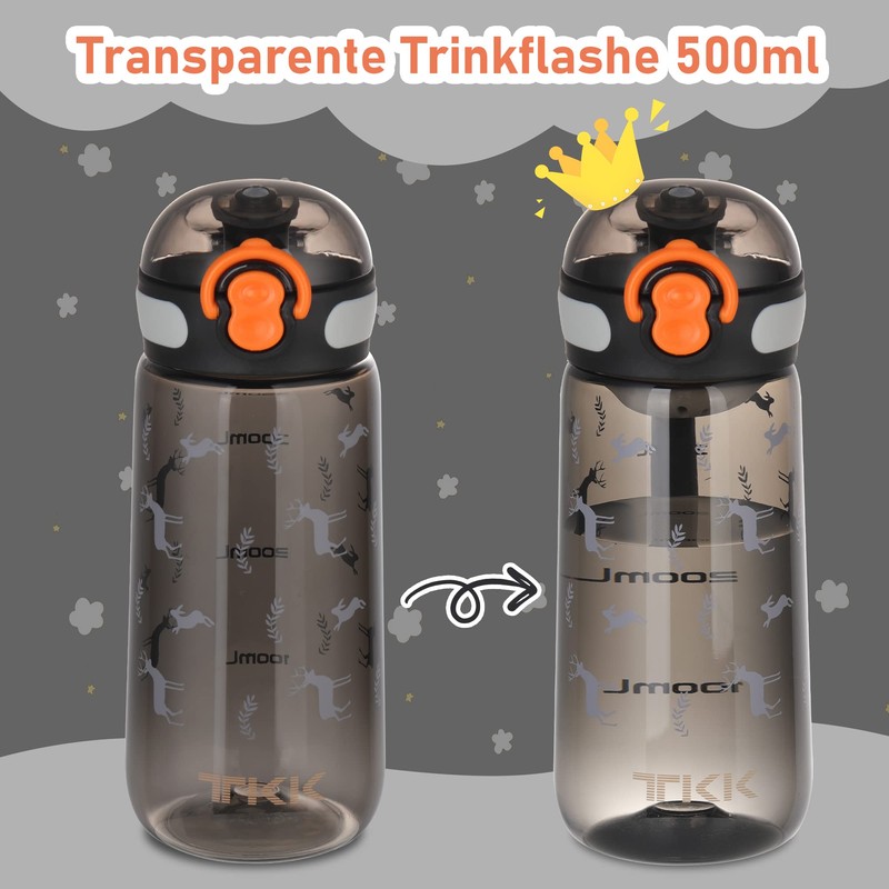 TKK 1005 Kinderflasche 350ml auslaufsicher, Tritan BPA-Frei einhändig bedienbare mit