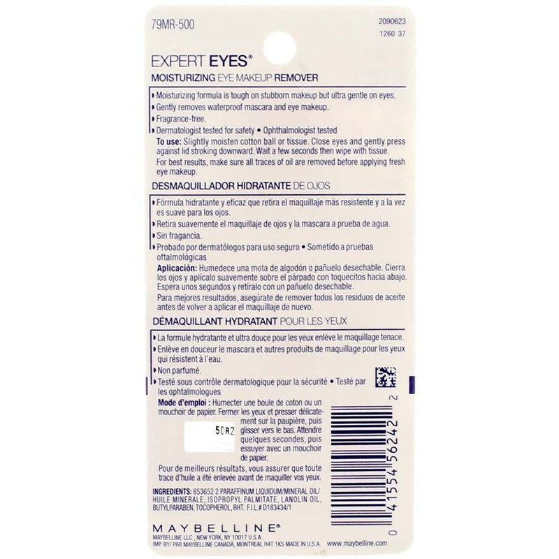 Maybelline New York Expert Eyes Moisturizing Eye Makeup Remover, 2.3