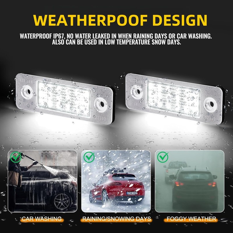 joonnair 2 x LED Number Plate Light for VW Caddy
