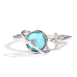 ARHZ Anxiety Spinning Rings for Women, 925 Silver Women's Rings, Open Rings, Fidget Spinner Rings for Stress Relief, Leather, No Gemstone