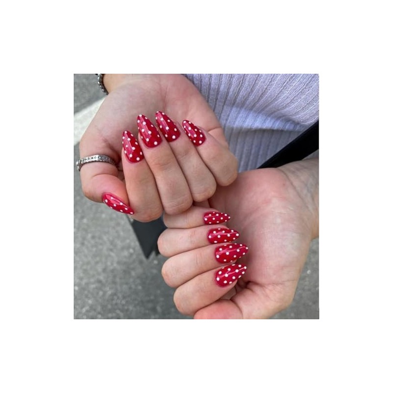 SXVME Uñas postizas acrílicas gruesas de color almendra, 30 uñas