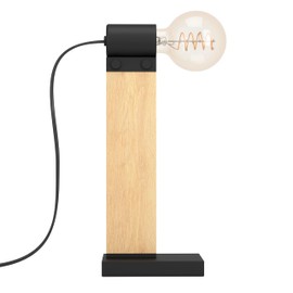 EGLO Bailrigg Table Lamp, Rectangular Table Lamp, FSC100HB, Living Room Lamp Made of Wood in Natural and Metal in Black, Bedside Lamp with E27 Socket