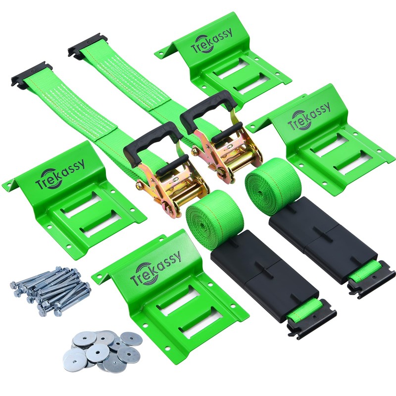 Trekassy Wheel Chock Tie-Down Kit with Rubber Blocks, (4,500lb Break