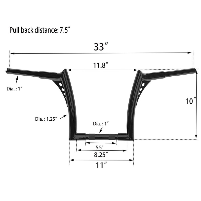 10" Rise 1.25" ape Hanger Handlebar Fit for Harley Toutring