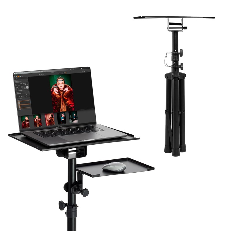 Flashpoint Projector Laptop Tripod Stand, Adjustable FoldableHeight, DJ Gear Holder,